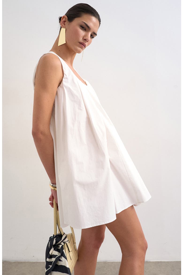 Pleated Sleeveless Minidress, Alternate, color, WHITE
