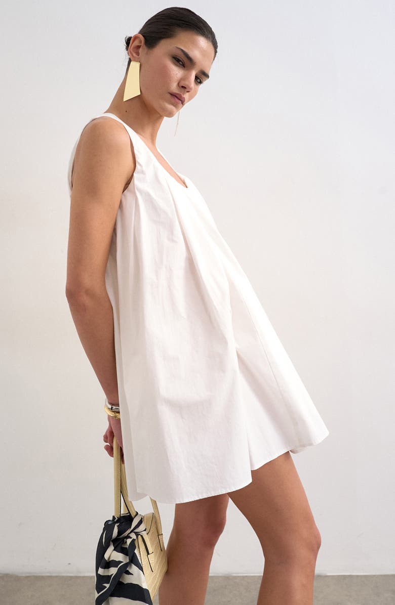Topshop Pleated Sleeveless Minidress, Alternate, color, White