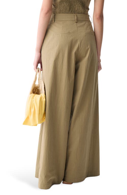 Deluc Louna Pleated Cotton Blend Wide Leg Pants In Army