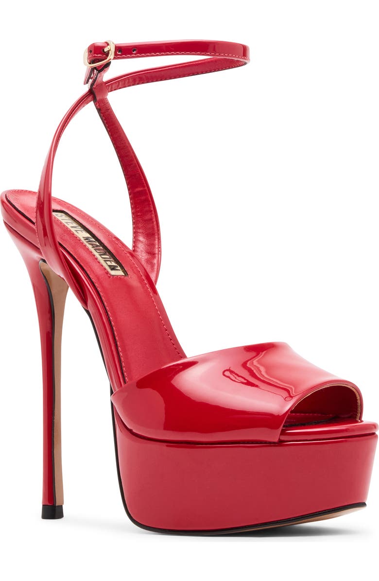 Steve Madden Jezzica Ankle Strap Platform Sandal, Main, color, Red Patent