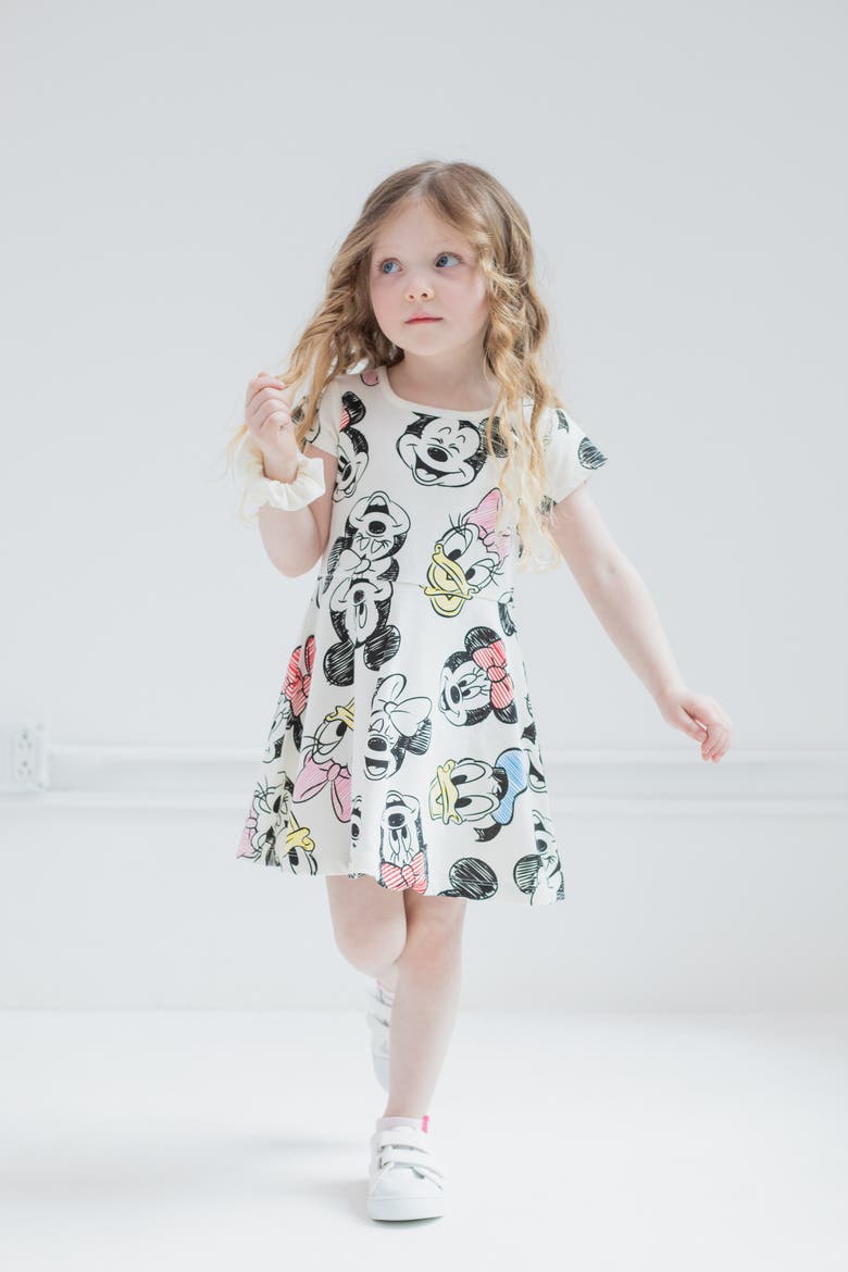 Mickey Mouse & Friends Skater Dress and Scrunchie Set, Alternate, color, Mickey Friends Tusk