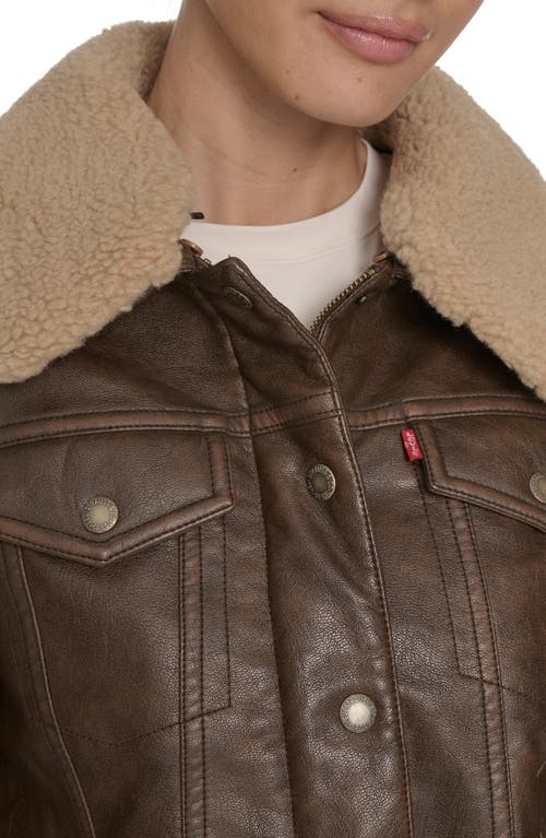 Levi's® Faux Leather Trucker Jacket In Brown