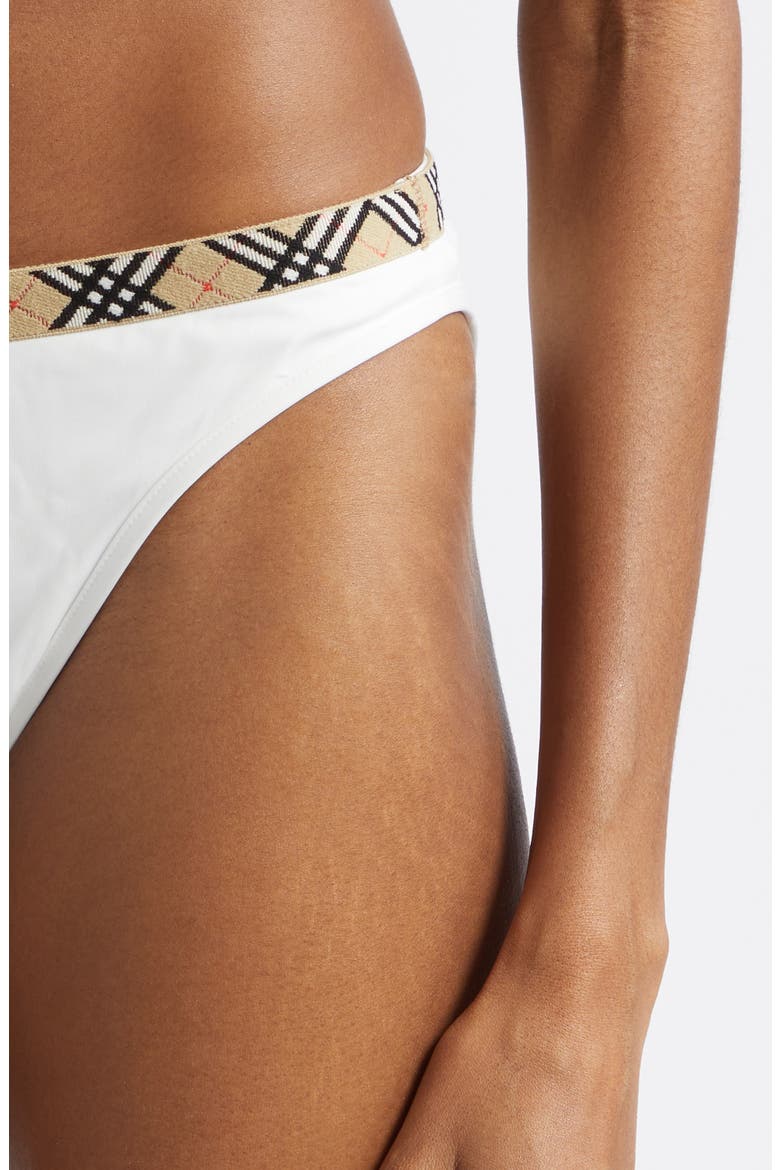 Check Trim Bikini Bottoms, Alternate, color, CHALK