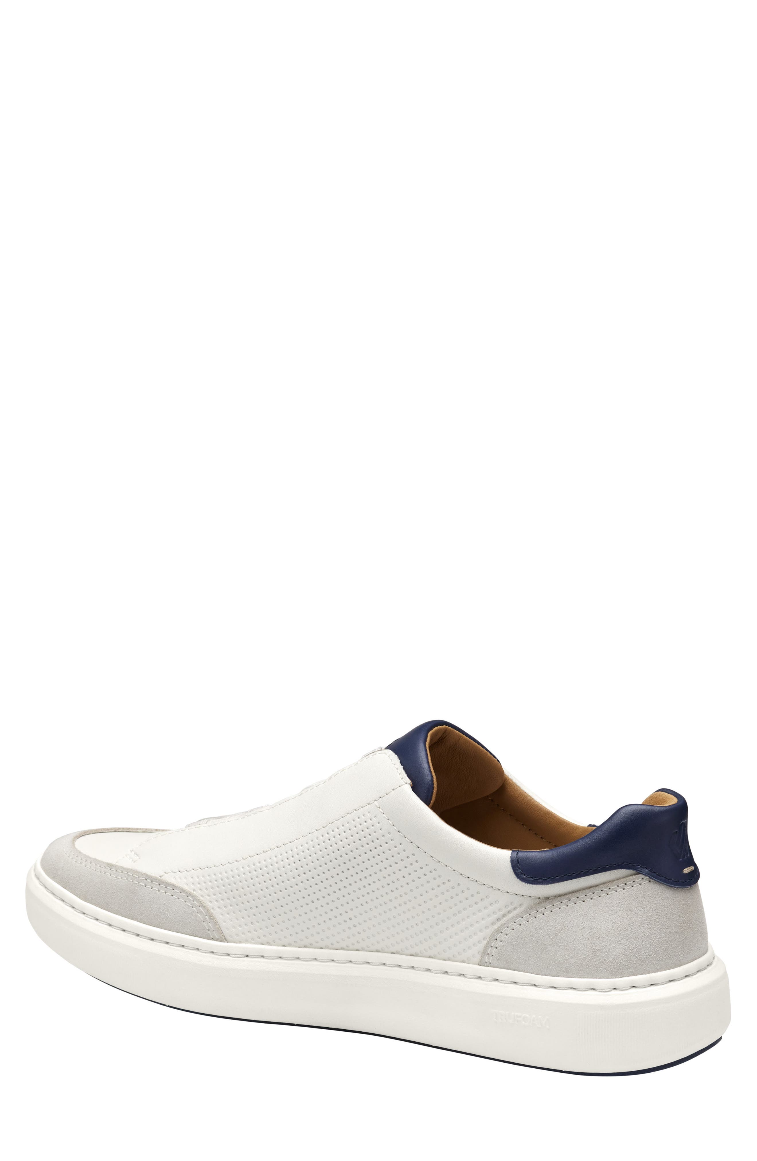 Johnston 
Murphy Anders Perforated Leather Sneaker, Alternate, color, White Full Grain/ Suede