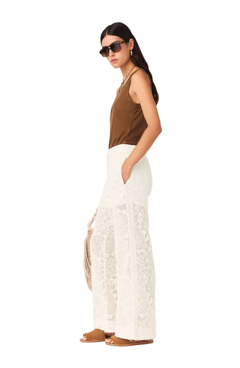 maje Guipure lace trousers, Alternate, color, Ecru