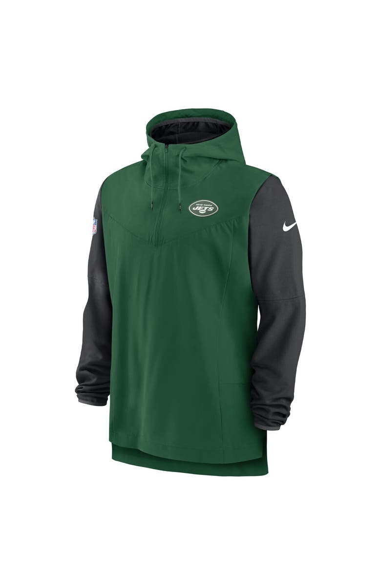 Nike Men's Nike Green/Black New York Jets Sideline Player Quarter-Zip Hoodie, Alternate, color, 