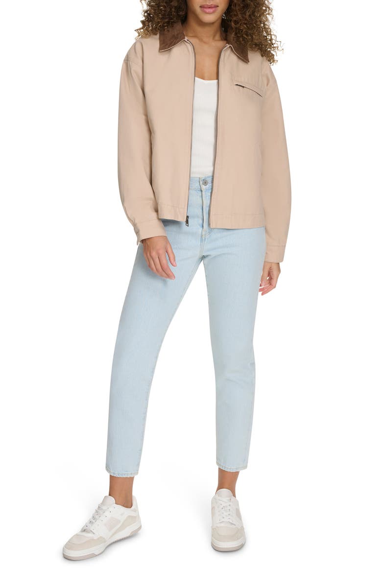 Cotton Twill Utility Jacket with Corduroy Collar, Alternate, color, LIGHT PINK