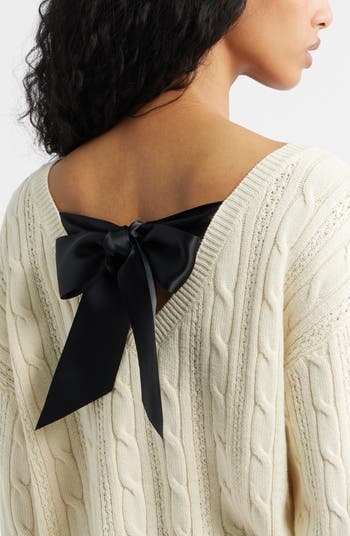 Bow Back Cable Knit Sweater