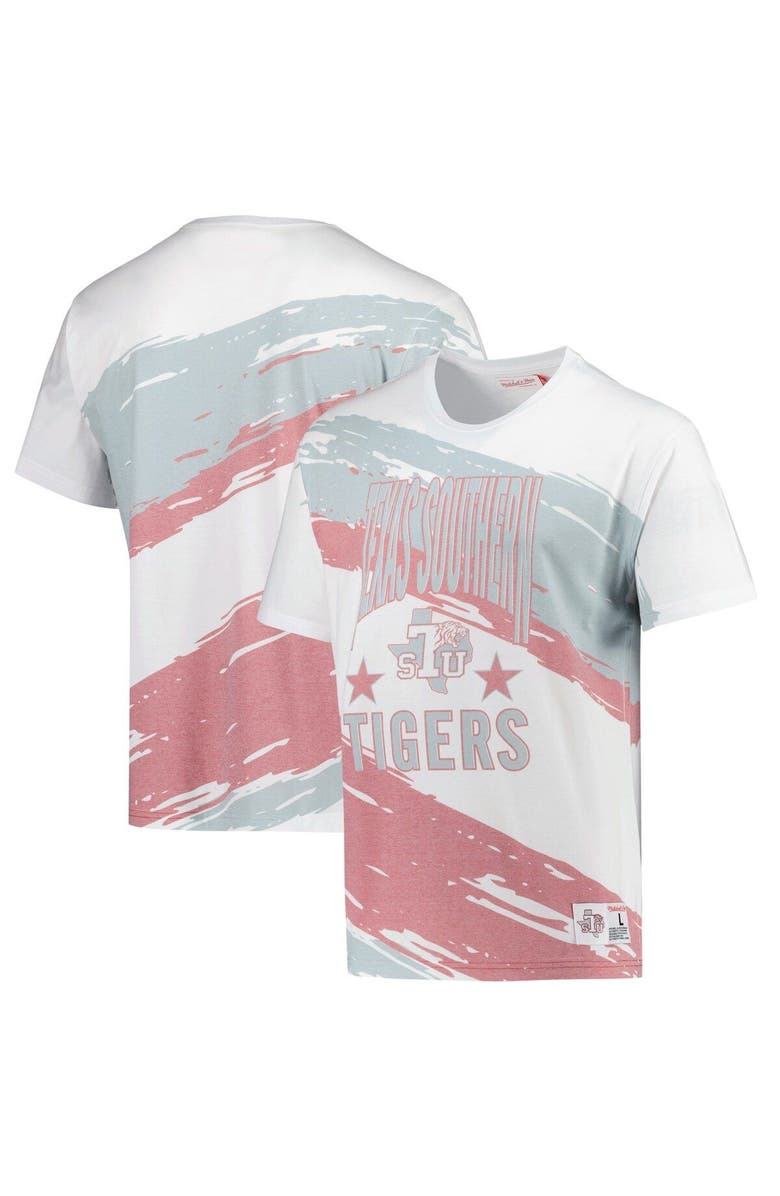 Mitchell & Ness Men's Mitchell & Ness White Texas Southern Tigers Paintbrush Sublimated T-Shirt, Main, color, White