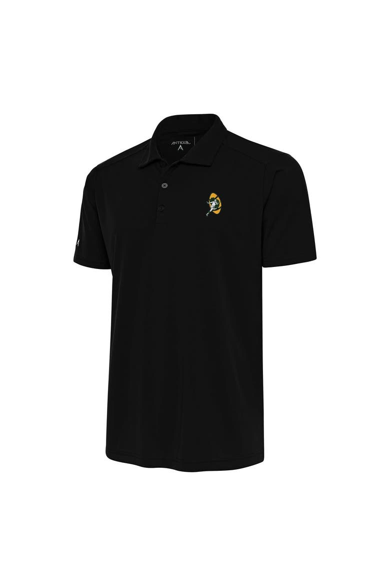 Men's Antigua Black Green Bay Packers Team Logo Throwback Tribute Polo, Main, color, Black