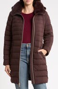 Michael Kors Packable Hooded Puffer Coat with Faux Fur Trim