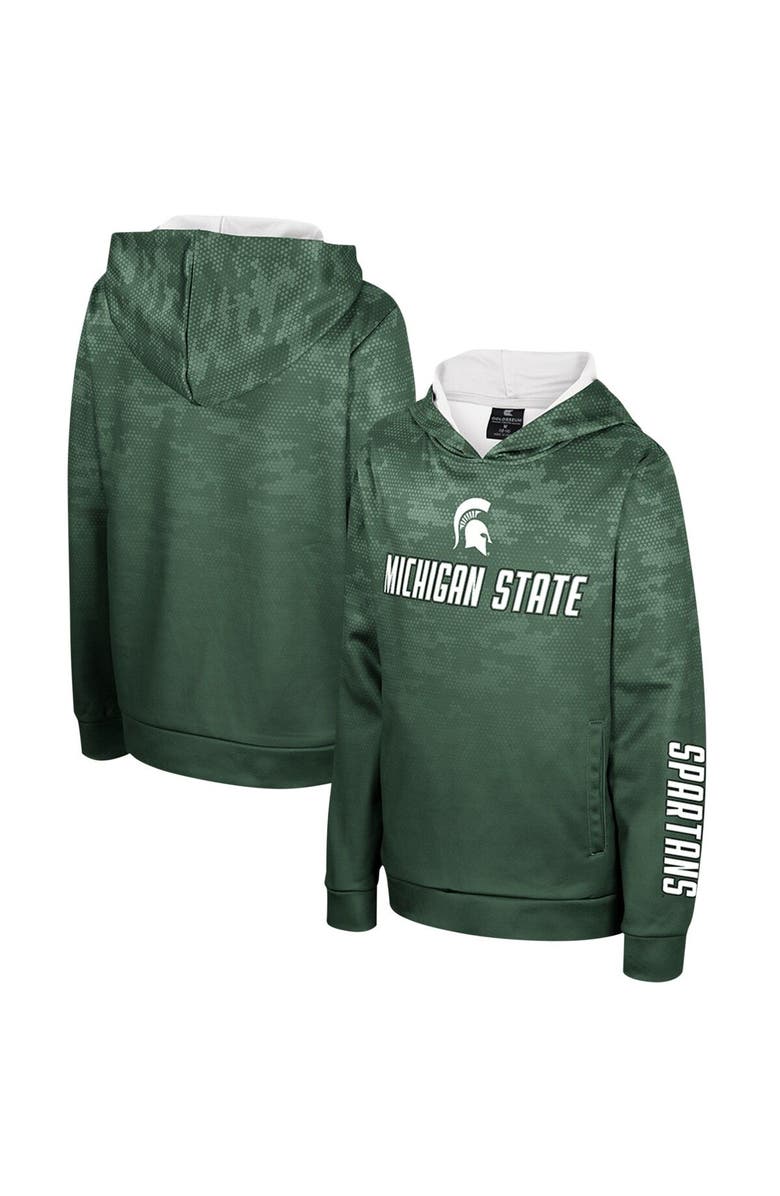 COLOSSEUM Youth Colosseum Green Michigan State Spartans High Voltage Pullover Hoodie, Main, color, 