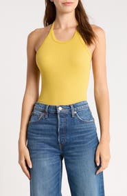 Re/Done Sylvie Ribbed Halter Tank