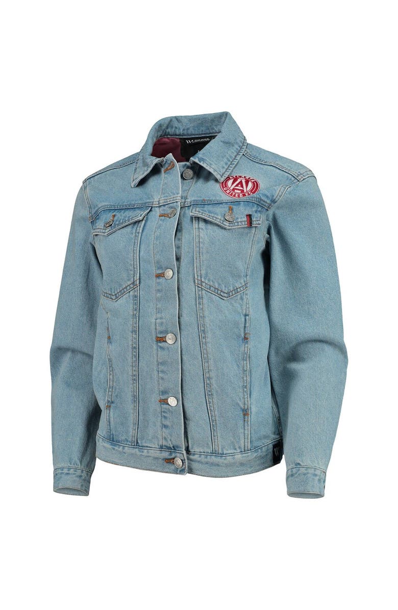 THE WILD COLLECTIVE Women's The Wild Collective Blue Atlanta United FC Print Denim Button-Up Jacket, Alternate, color, Blue