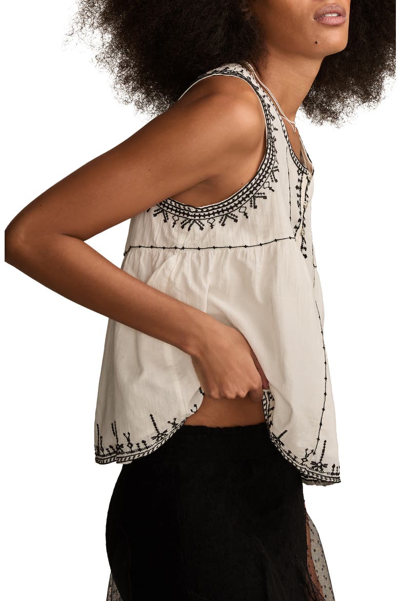 Embroidered Cotton Tank, Alternate, color, TOFU