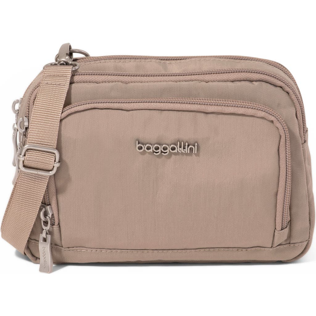 Baggallini Triple Zip Small Convertible Crossbody Bag In Gray