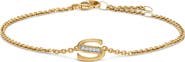 David Yurman Petite Pavé Initial Chain Bracelet in 18K Yellow Gold with Diamonds
