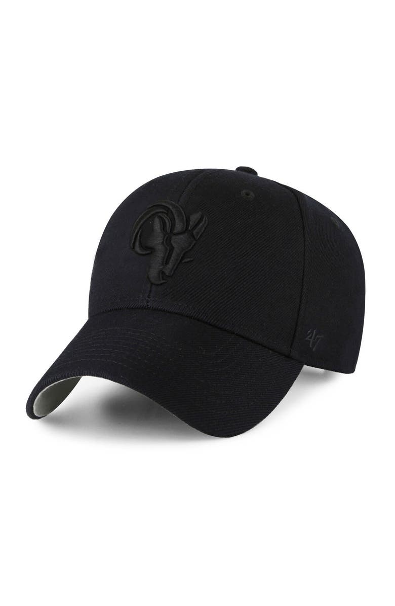 '47 Men's '47 Black Los Angeles Rams Ram Head Tonal MVP Adjustable Hat, Main, color,