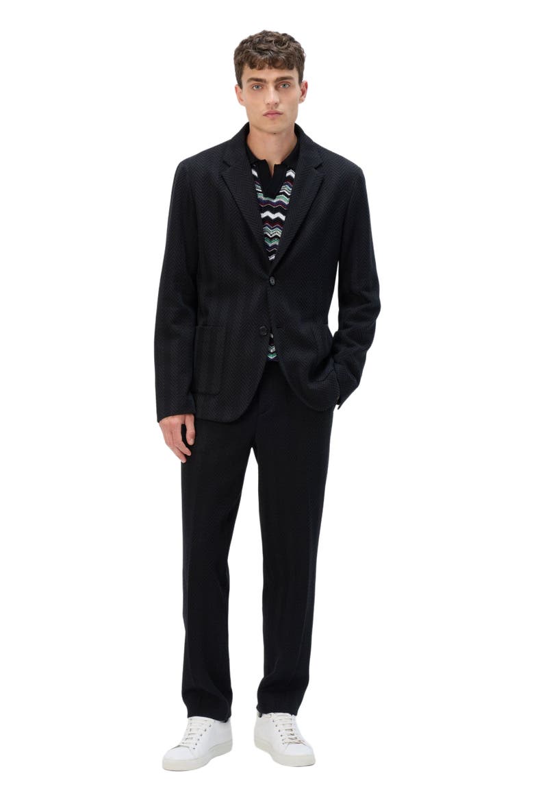 Straight Pants With Zigzag Pattern, Main, color, Black
