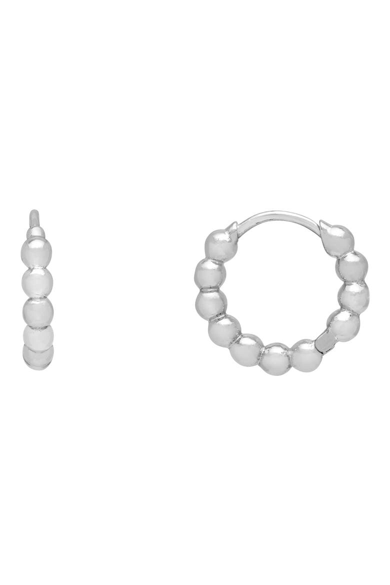 Beaded Mini Huggie Hoop Earrings, Alternate, color, SILVER