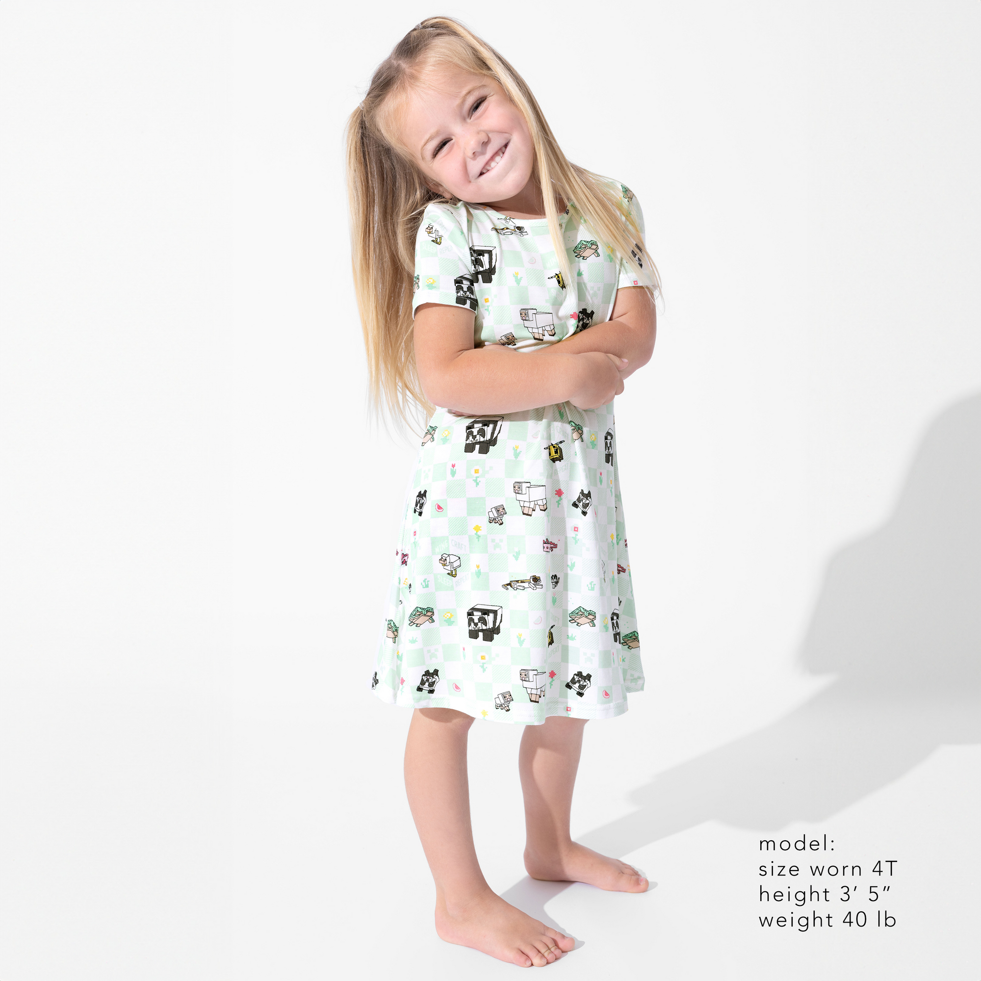 Bellabu Bear Kids' Minecraft Sleep Repeat Short Sleeve Dress | Nordstrom