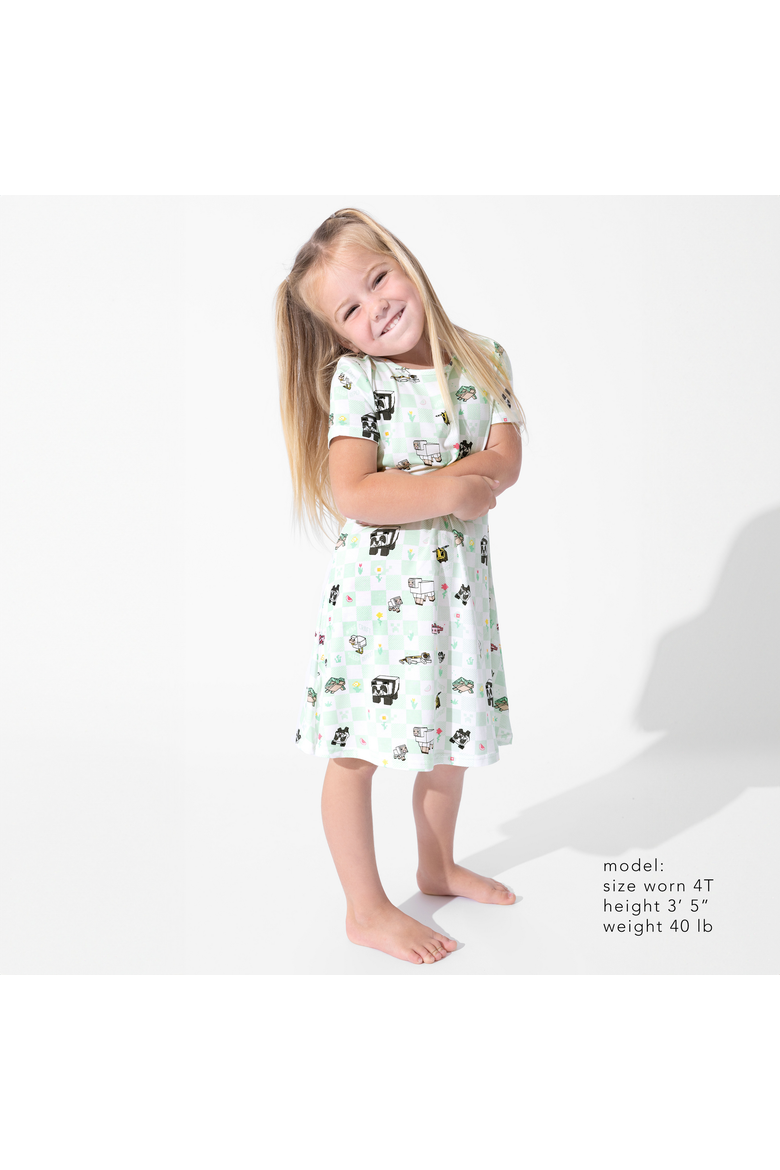 Kids' Minecraft Sleep Repeat Short Sleeve Dress, Alternate, color, Minecraft Sleep Repeat