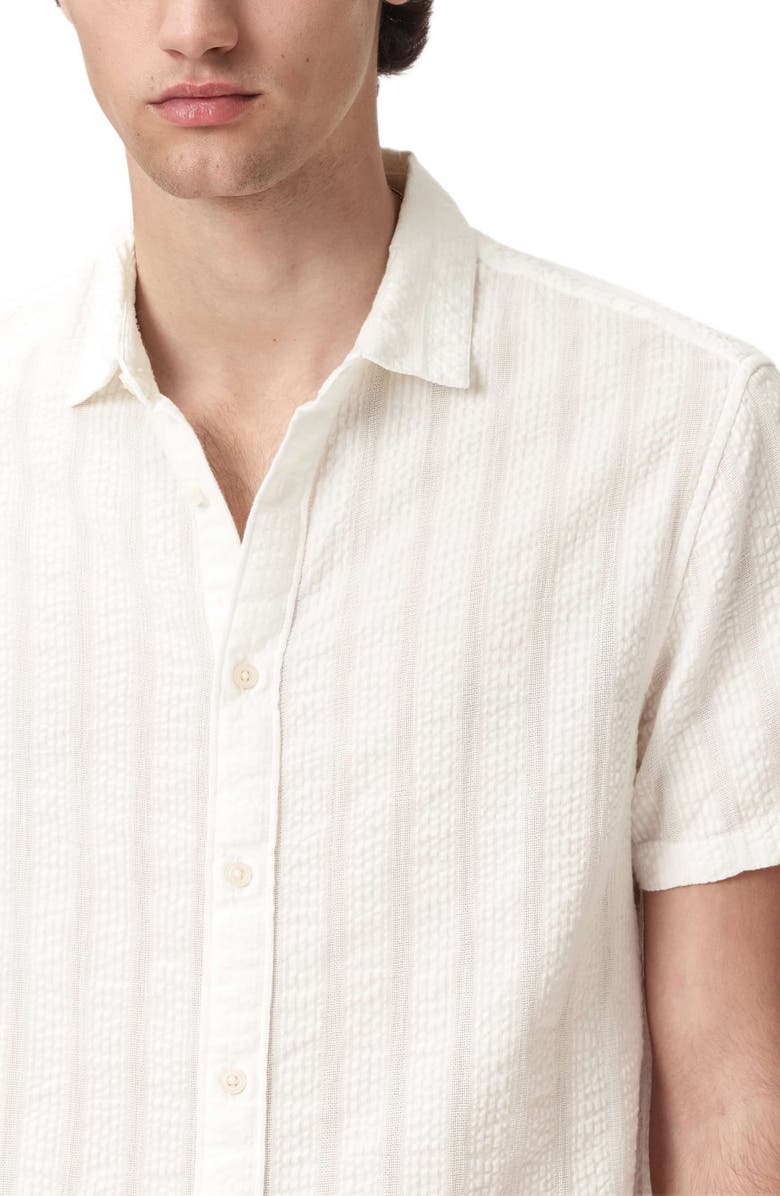 John Varvatos Carson Textured Short Sleeve Cotton Button-Up Shirt, Alternate, color, 