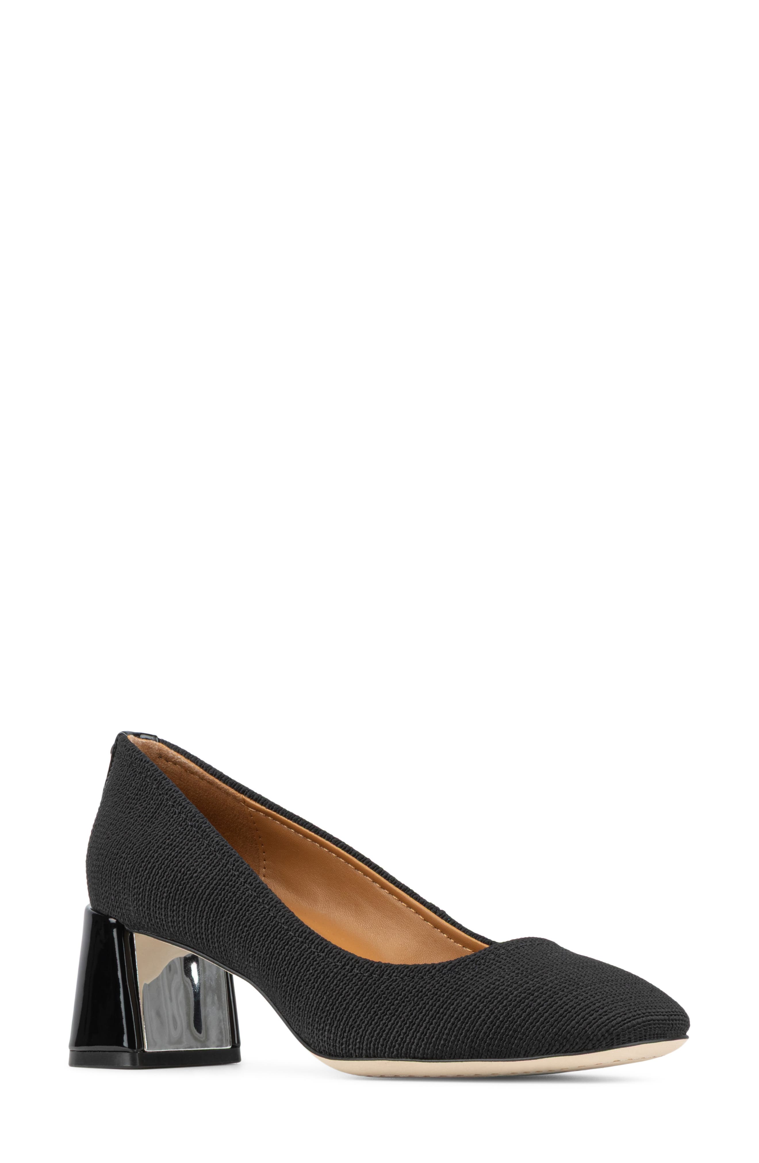 Delite Flared Block Heel Pump, Main, color, BLACK