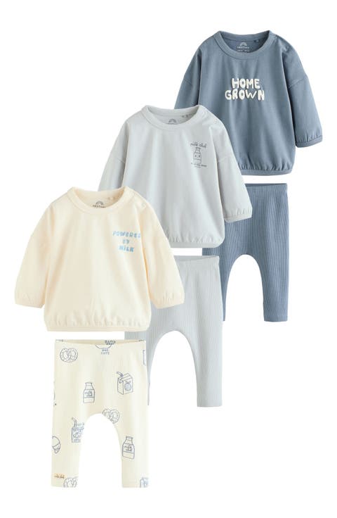6-Pack Assorted Long Sleeve Cotton T-Shirt & Leggings Set (Baby)