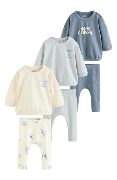 NEXT 6-Pack Assorted Long Sleeve Cotton T-Shirt & Leggings Set in Blue  product