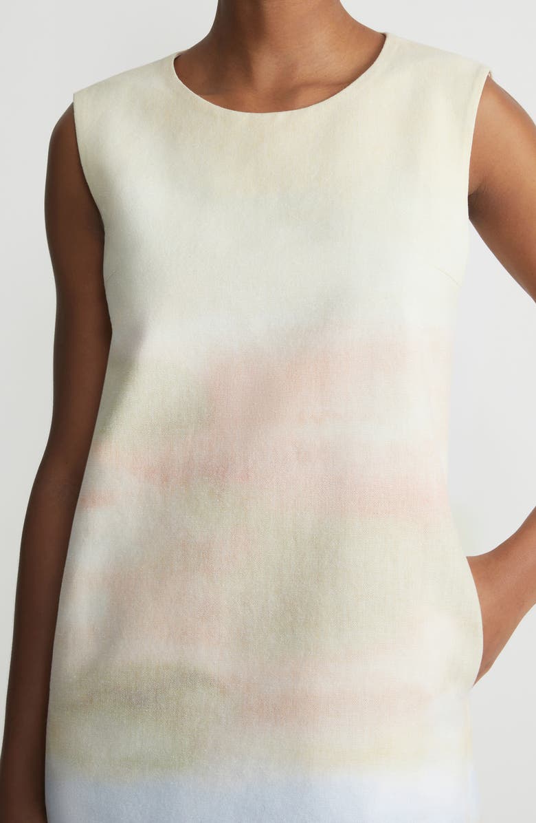 Lafayette 148 New York Horizon Print Canvas Sleeveless Shift Dress, Alternate, color,
