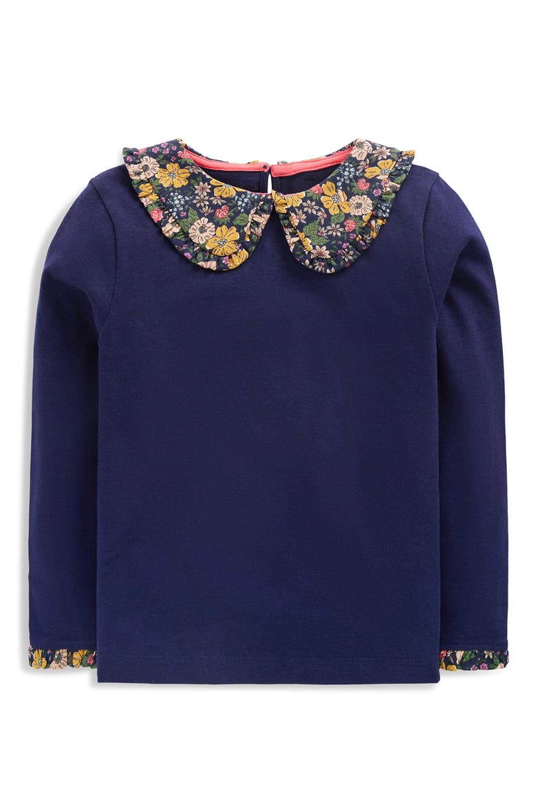 Kids' Collared Breton Jersey Top, Main, color, COLLEGE NAVY FLORAL