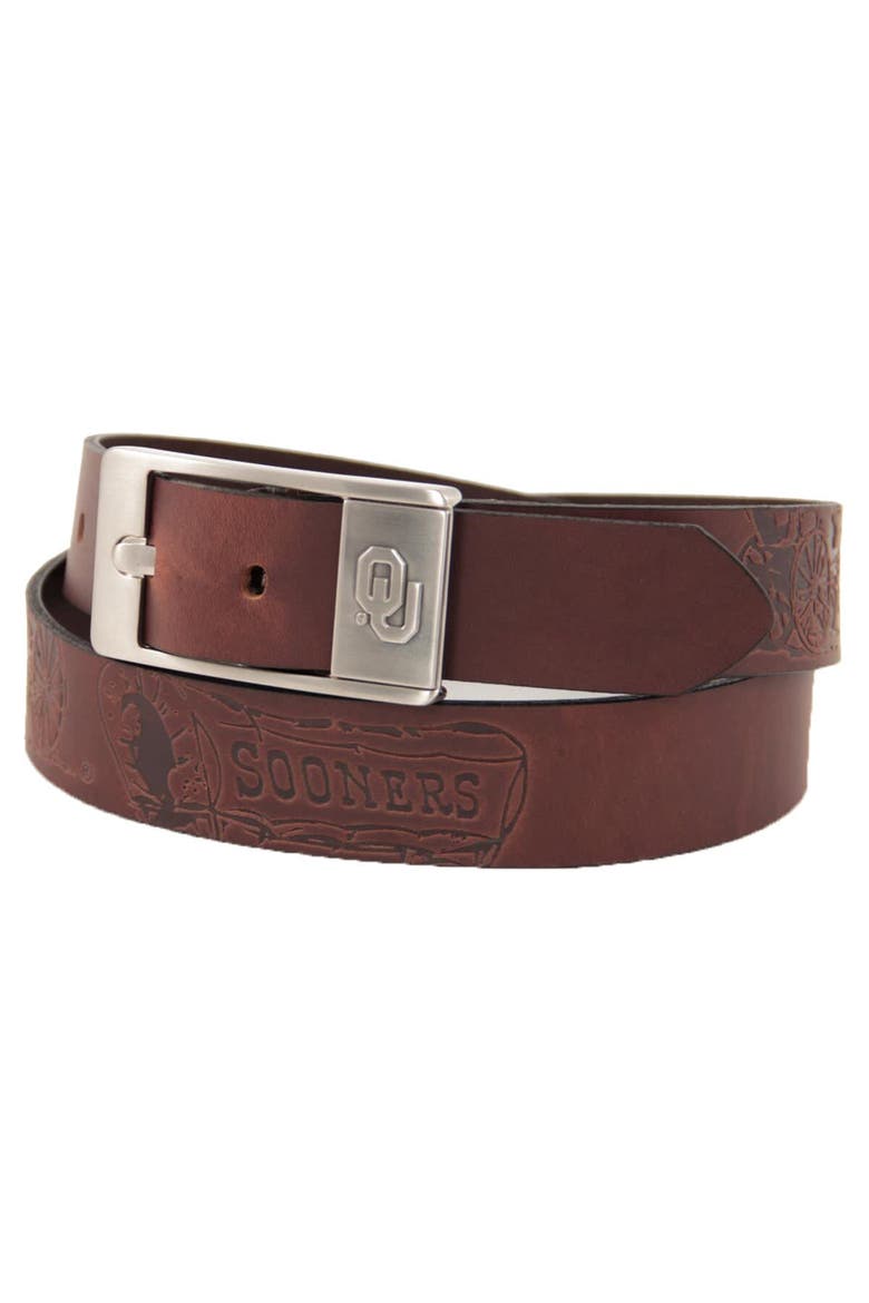 Oklahoma Sooners Brandish Leather Belt - Brown, Alternate, color, Brown