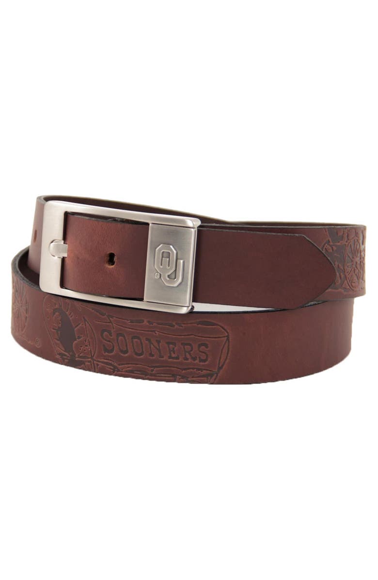 EAGLES WINGS Oklahoma Sooners Brandish Leather Belt - Brown, Alternate, color, Brown