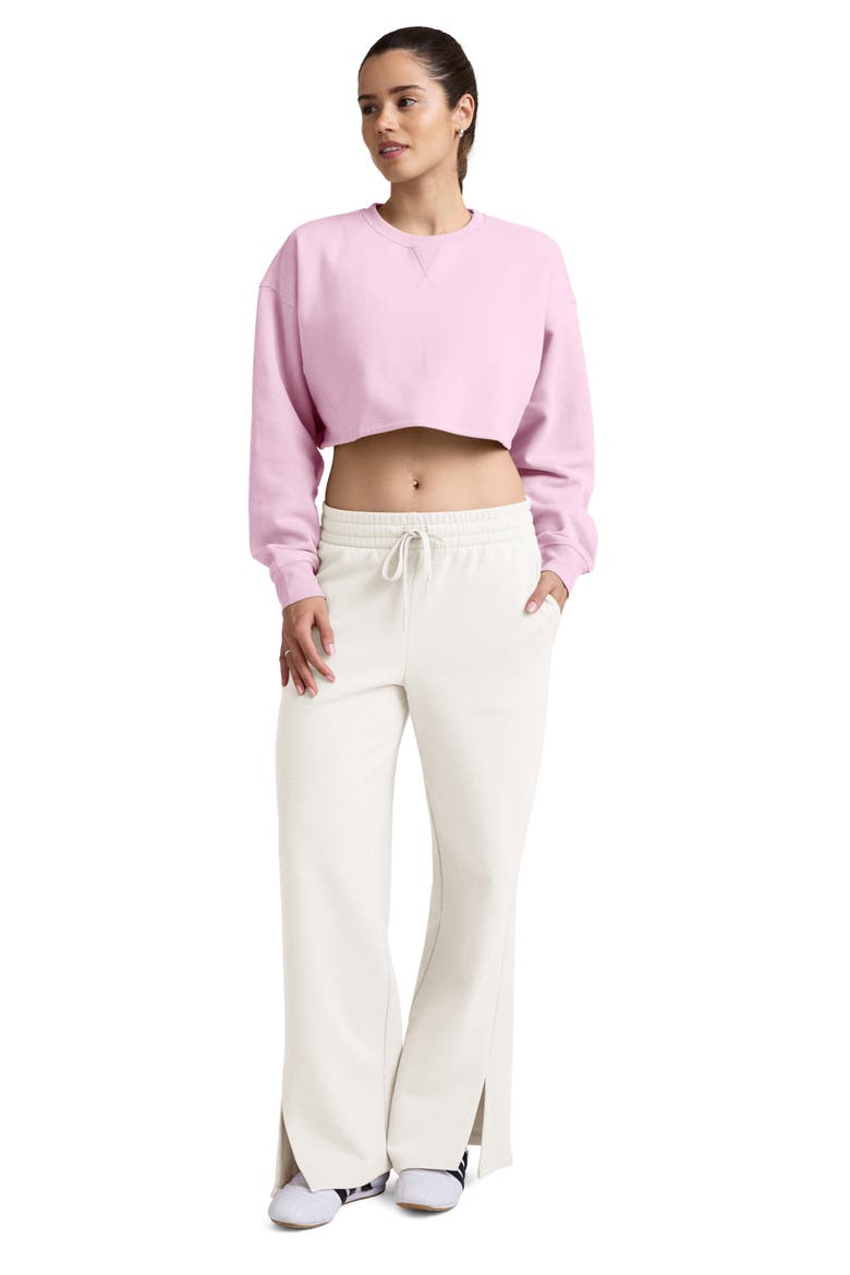 LuxeFleece Boxy Crop Sweatshirt, Alternate, color, FROSTY PINK