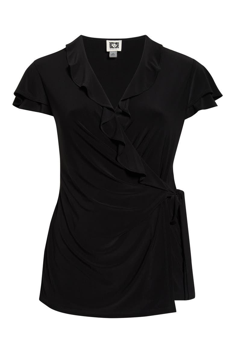 Flutter Sleeve Wrap Top, Alternate, color, ANNE BLACK