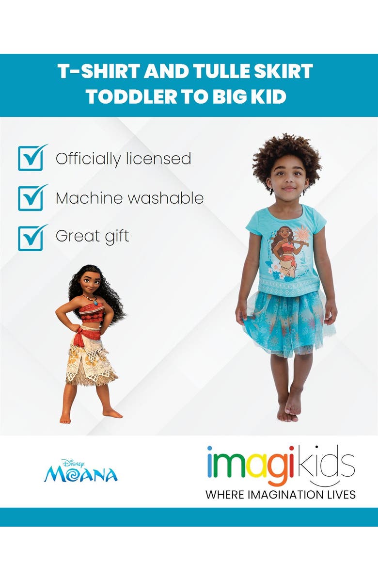 Disney Moana 2-Piece Short Sleeve T-Shirt and Skirt Set, Alternate, color, Mint Green Moana