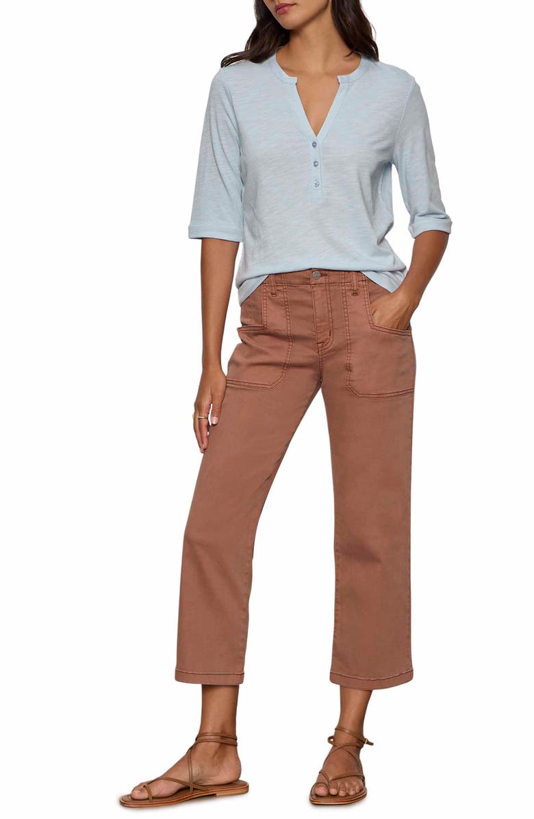 Sanctuary Rolled Sleeve V-Neck T-Shirt, Alternate, color, Blue Aura