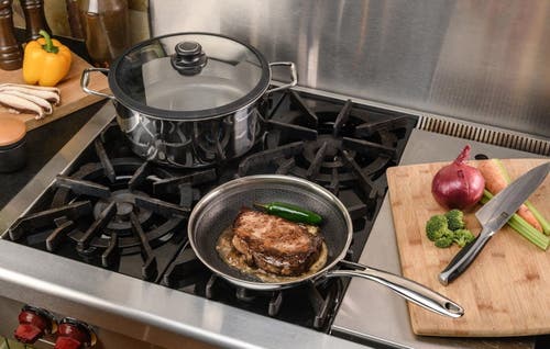 Frieling Black Cube 11 Inch Stainless/nonstick Hybrid Fry Pan In Silver