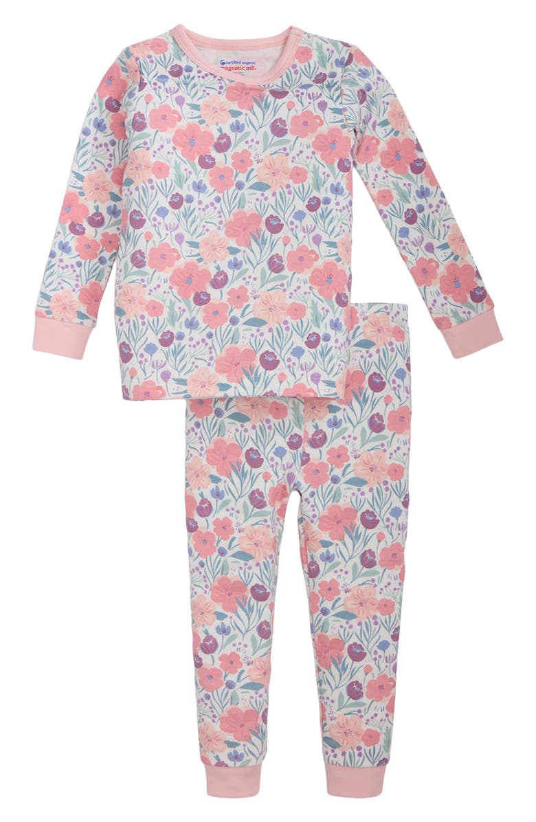 Magnetic Me Kids' Whistledon Floral Print Two-Piece Fitted Pajamas, Main, color,
