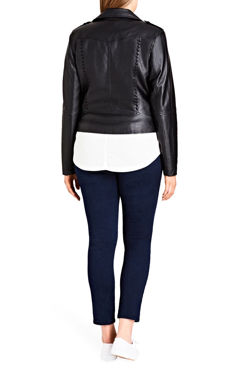 City Chic Whipstitched Biker Jacket, Alternate, color,