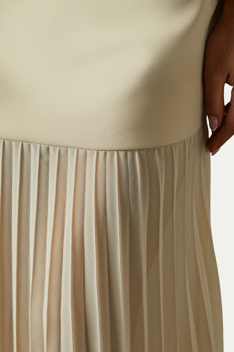 Square Neck Pleated Chiffon Maxi Dress, Alternate, color, Nude