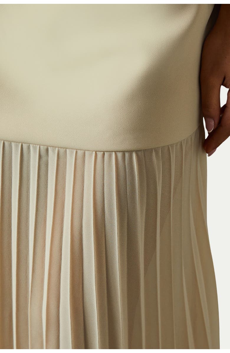 MissPap Square Neck Pleated Chiffon Maxi Dress, Alternate, color, Nude