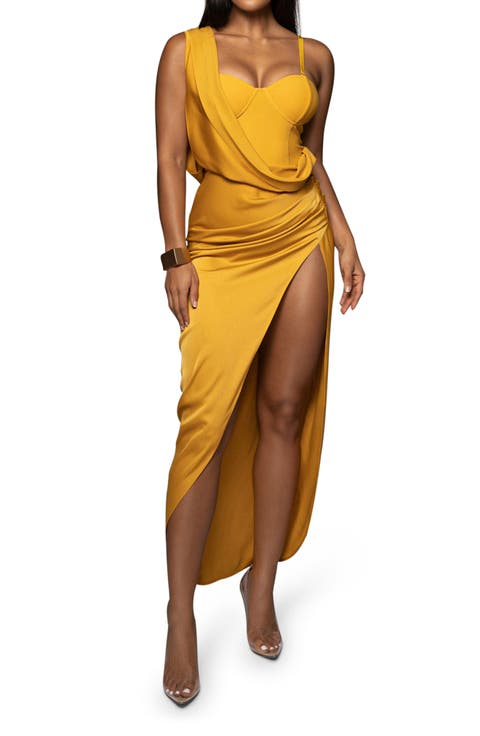 Kristiana Bustier Satin Gown