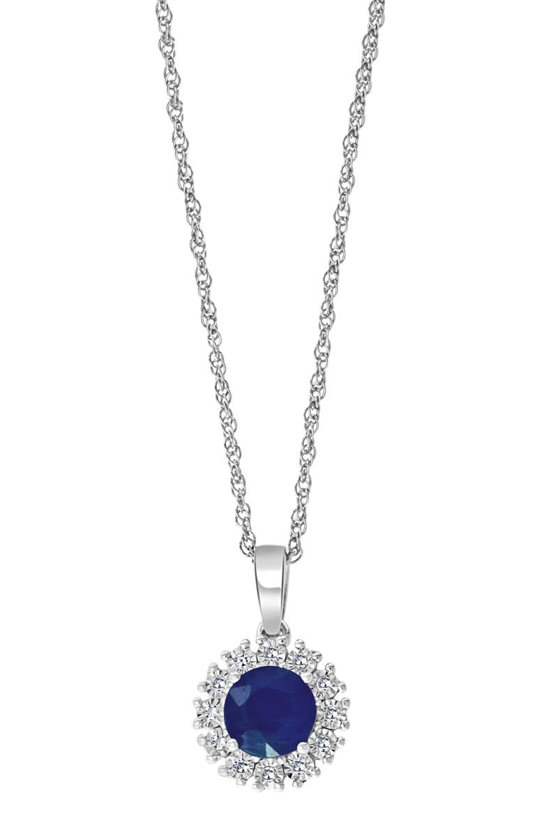 Sapphire & Diamond Pendant Necklace, Main, color, BLUE
