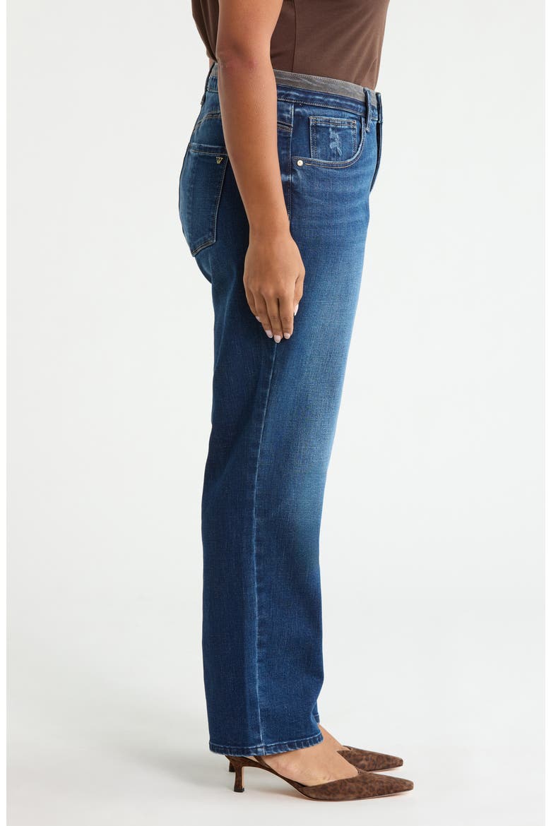 Contrast Trim Straight Leg Jeans, Alternate, color, BLUE