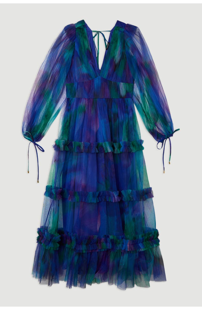 Karen Millen Dark Floral Plunge Maxi Dress, Alternate, color, Blue