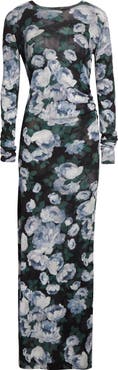 Stella McCartney Bunch of Roses Long Sleeve Mesh Maxi Dress