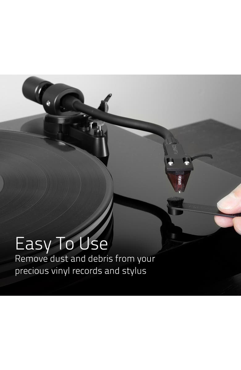 Fluance Vinyl Record Cleaning Kit with 2-in-1 Anti-Static Record & Stylus Brush, Alternate, color, Silver