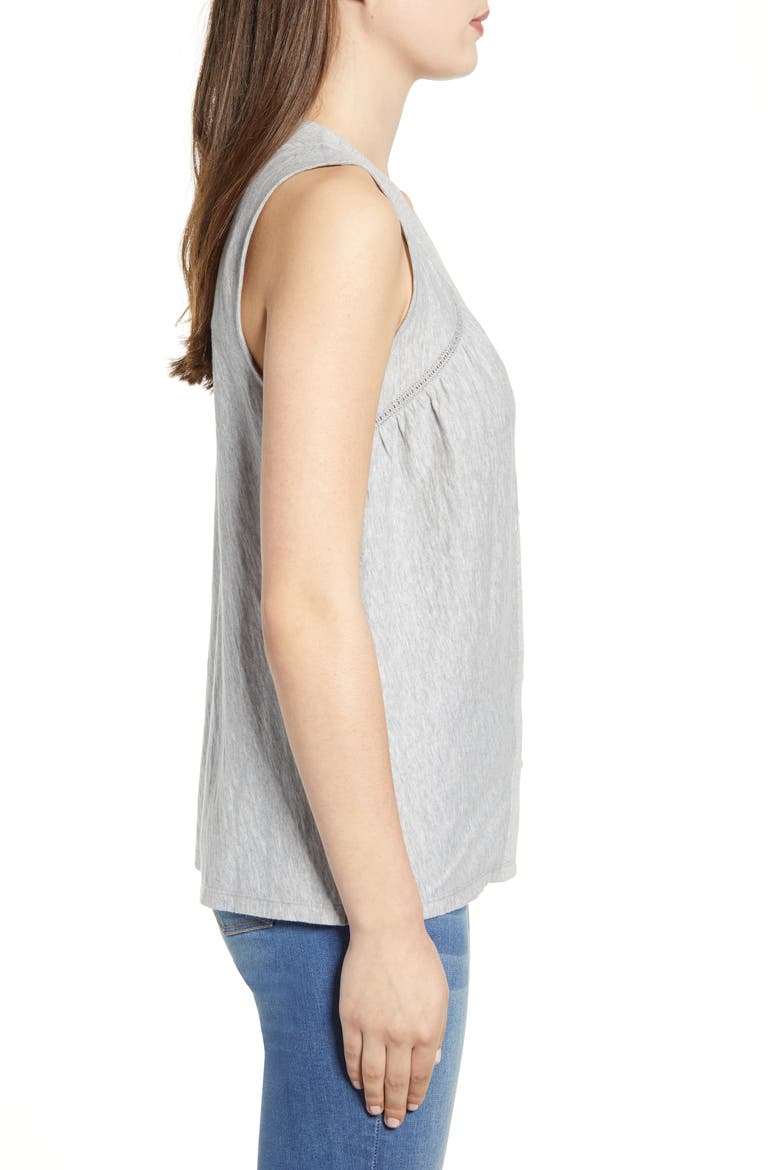 Button Front Swing Tank, Alternate, color, GREY HEATHER